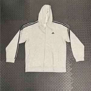 Adidas Gray Hoodie with Black Stripes